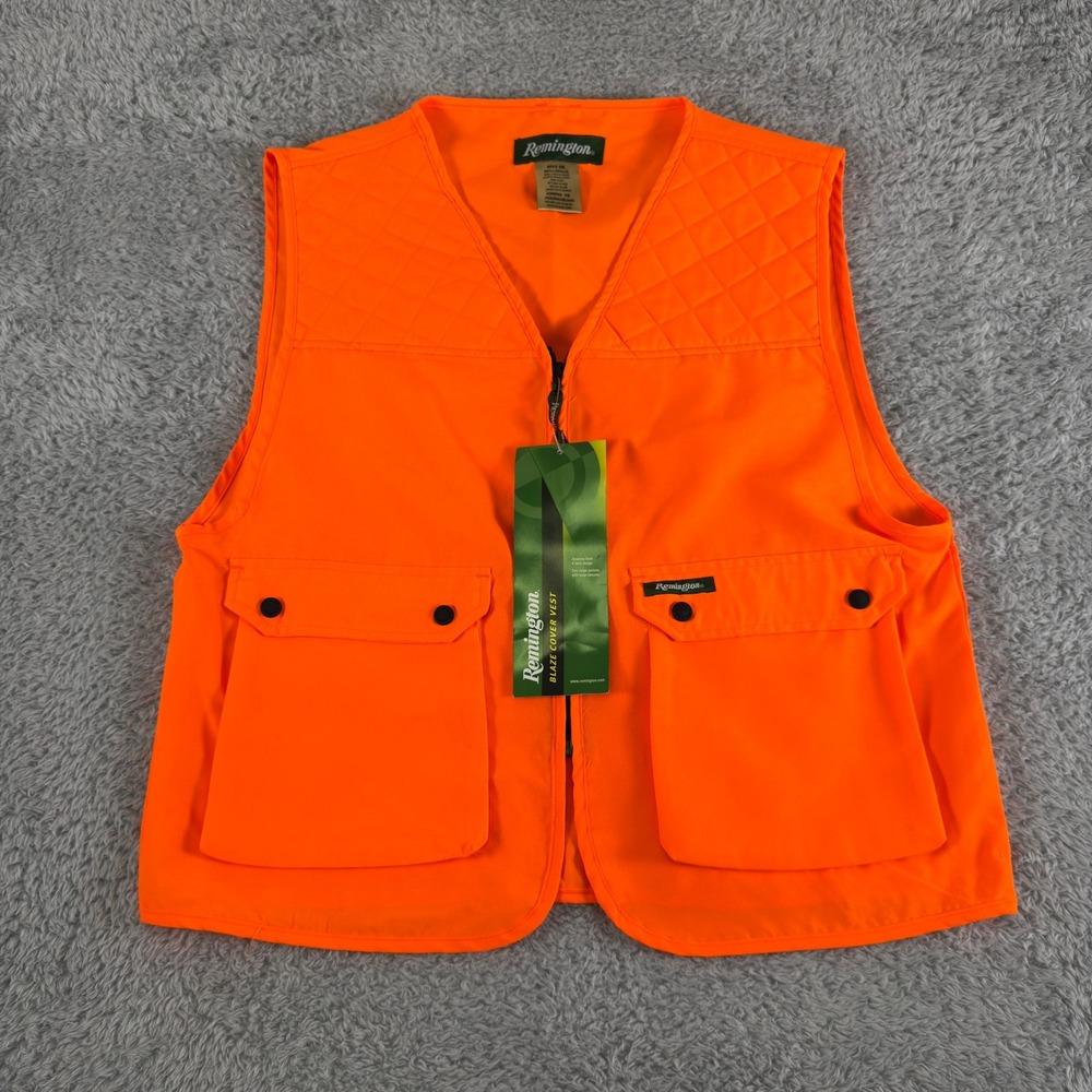 NWT Remington Mens Blaze Orange Hunting Cover Vest High Vis Cargo Pockets S/M